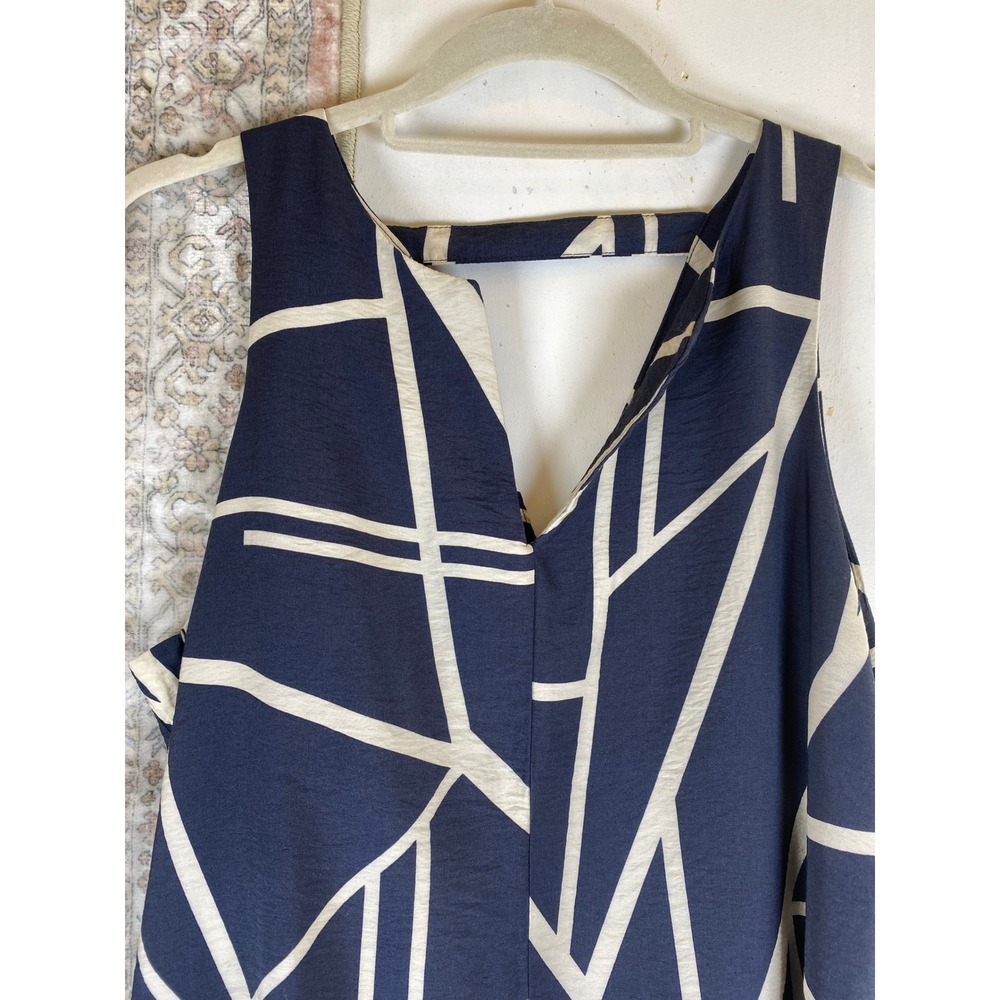 Banana Republic Trapeze Dress M Navy MCM Excellent Geometric Abstract Artsy Mod - Picture 5 of 12